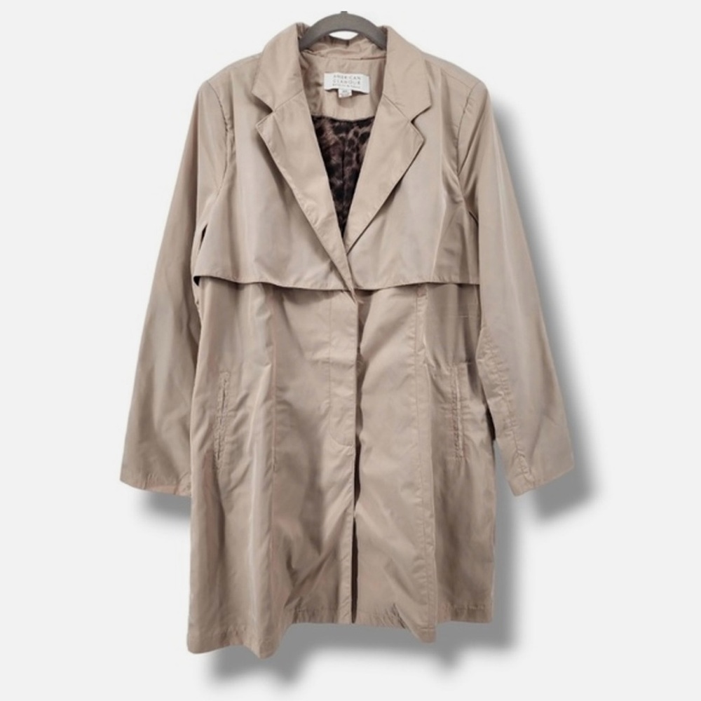 American Glamour Badgley Mischka‎ Tan Short Trench Coat BNWT XL